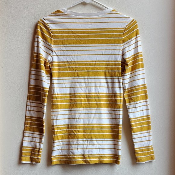 J.Crew Gold/Cream Striped Perfect Fit Long Sleeve Jersey Size Medium - Picture 13 of 14